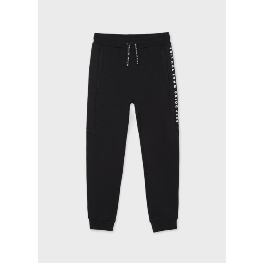 Mayoral Black Kids Joggers with Side Text